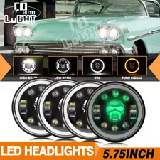 4PC For 1964-1970 Chevy Chevelle 5.75" 5-3/4" LED Headlights Hi/Lo Skull RGB DRL