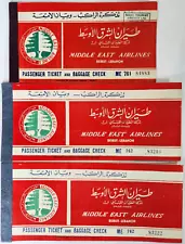 Middle East Airlines Lot 3 Used Tickets Vtg 1954 Travel Cairo Beirut Jerusalem