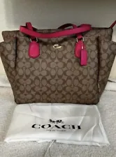 Coach Brown Leather Diaper Bag With Dust Bag