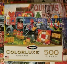 COMPLETE RoseArt Colorluxe Tom Wood PRETTY QUILTS FOR SALE 500 Piece Puzzle