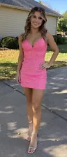 Sherri Hill Pink Sequin Dress 00 Bodycon Homecoming Formal Dance $400