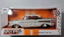 Jada BigTime Muscle 1957 Chevrolet Bel Air 1:24 Scale Diecast Moonlight Gray