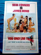 Vintage James Bond 007 YOU ONLY LIVE TWICE Movie Poster 1967 Size 27"X41" C Tub