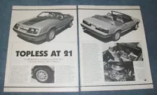 1985 Ford Mustang GT Convertible Vintage Info Article "Topless at 21"