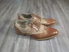 GIOVANNI BLAKE TAN/TAUPE TWO TONE LEATHER TWEED MEN'S DRESS SHOES SIZE 10.5