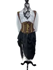 Victorian Steampunk Dress w Corset Suspenders Costume Cosplay Women Large 10 12