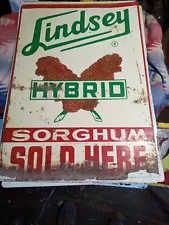 Vintage Lindsey Sorghum Seed Sign Embossed