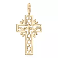 14K Yellow Gold Religious Cross and Holy Spirit Charm Pendant For Necklace Chain