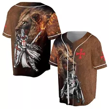 Knight Templar My Honor Leather Pattern Baseball Jersey S-5XL