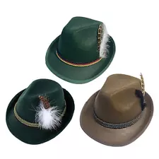 Alpine Hats with Feather Soft Oktoberfest German Hats for Adults Bavarian Hat