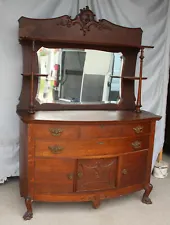 Antique Oak Sideboard Buffet – carved claw feet - Lots of Storage Space