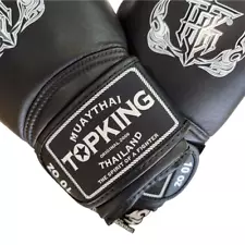 Top King TKBGSA Air Black Muay Thai Boxing Gloves, Durable Leather, Breathable