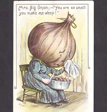 Weeping Onion 1880's Nebraska Vegetable Seed Fantasy Anthropomorphic Trade Card