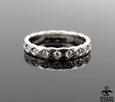 CHANEL Coco Crush 18k White Gold ~1/4 CTW Diamond Stackable Band Ring