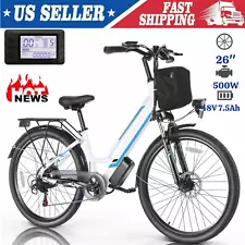 500W Electric Bike for Sale Adults 26" Commuter Ebike Cruiser Electric Bicycles