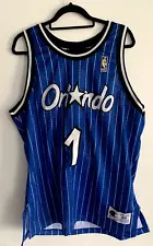 1996 NBA Champion Gold Logo Orlando Magic Pinstripe Penny Hardaway 1 Jersey 48