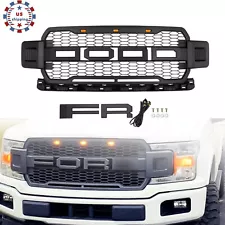 Front Grille For Ford F150 2018 2019 2020 Raptor Style Grill W/LEDs Matte Black