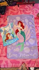 Disney Little Mermaid Plush Fleece Luxe Baby Toddler Blanket And Shirt 7/8