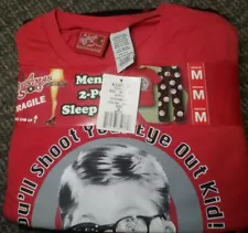 NWT A Christmas Story Ralphie BB Gun Fleece Pajama Set Size M (28x30)