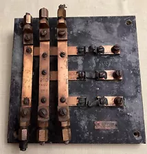 Antique Electrical Panel -3 Lead Fuses Still Intact- Slate/copper- Metropolitan