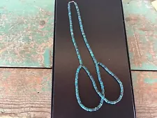 SPECTACULAR PUEBLO HAND CUT HIGH GRADE NATURAL TURQUOISE BEAD NECKLACE N R.