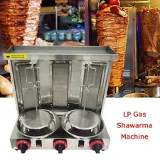 3Head Commercial Shawarma Machine Vertical LP Gas Doner Kebab Gyro Grill Machine