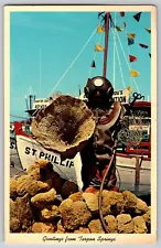 Tarpon Springs, FL - Sponge Diver With Fine Catch Of Sponges - Vintage Postcard