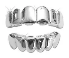 Platinum Silver Mouth Teeth Joker Grills Grillz Upper & Lower Set New USA SHIP