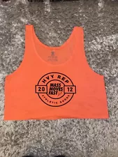 HEAVY REP GEAR Coral Crop Gym Vest UK L 16 18 Weightlifting Bodybuilding Orange