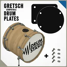 3D Printed Black Bass Drum Hole Cover Plate for Gretsch Renown Drums (Round)