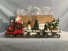 Christmas Resin & Metal 3 Piece Santa Christmas Holiday Train Set IN BOX