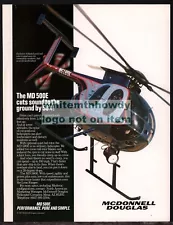 1989 McDONNELL DOUGLAS MD 500E Police Helicopter Photo AD "Creep up on crime"