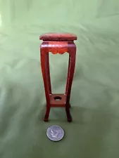 NEW HARDWOOD W/BIRD MOTHER OF PEARL INLAY MINIATURE DOLL HOUSE PLANT STAND