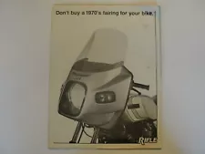 "Don't buy a 1970's fairing for your bike" Rifle sales brochure