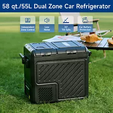 DARTMOOR 58 qt/55L Car Refrigerator Dual Zone Portable Fridge 12V/24V & 100-240V