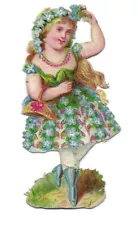 1888 Chromo de Coupis FRENCH FLOWER FAIRY NO.3 Antique Die-cut Scrap, 2.5"