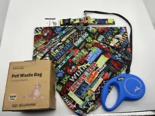 DOG WALKING KIT Leash/ Lg Collar/270 Dog Biodome Waste Bags/Doggie Bandanna