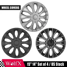 14" 15" for Set of 4 Wheel Covers Snap On Full Hub Caps R15 R14 Tire & Steel Rim (For: Smart)