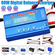 80W Fast Digital Balance Charger for iMAX B6 AC LCD RC LiPo LiFe NiCD Battery