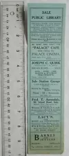 Vintage bookmark - Sale Public Library, with local advertisements