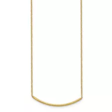 14k Yellow Gold Polished Curved Bar Pendant Necklace 16" for Women 1.49 gram