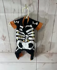 PET SPIRIT Halloween SKELETON Pajamas Costume PUPPY DOG Size small Black orange