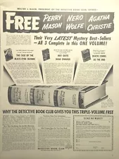 The Detective Book Club Free Perry Mason Agatha Christie Vintage Print Ad 1945