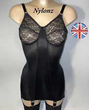 Classic Corselette / Full Girdle / Body Briefer 6 Strap BLACK - NYLONZ UK