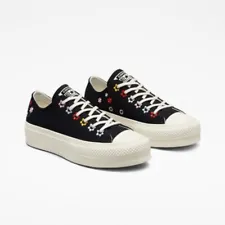 Converse Chuck Taylor All Star Lift Platform Floral Embroidery Low Top Size 6.5