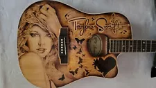 Taylor Swift Custom Woodburned Guitar