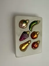 Vintage 6 Piece Miniature Fruit Christmas Ornaments