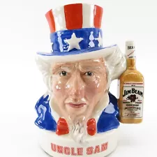 Vintage ROYAL DOULTON - Jim Beam LIQUOR DECANTER - UNCLE SAM w/ Whiskey Bottle