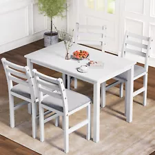 5 Piece Dining Table Set With 4 Upholstered Stools For Home Kitchen Dining Room