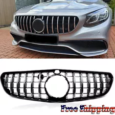 For Mercedes W217 C217 S63 S65 S Coupe AMG 2015-17 GT Front Grille Chrome+Black